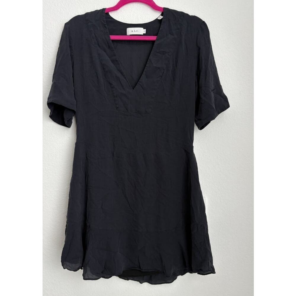 Womens ALC Little Black Mini Ruffle Hem Dress Size 4